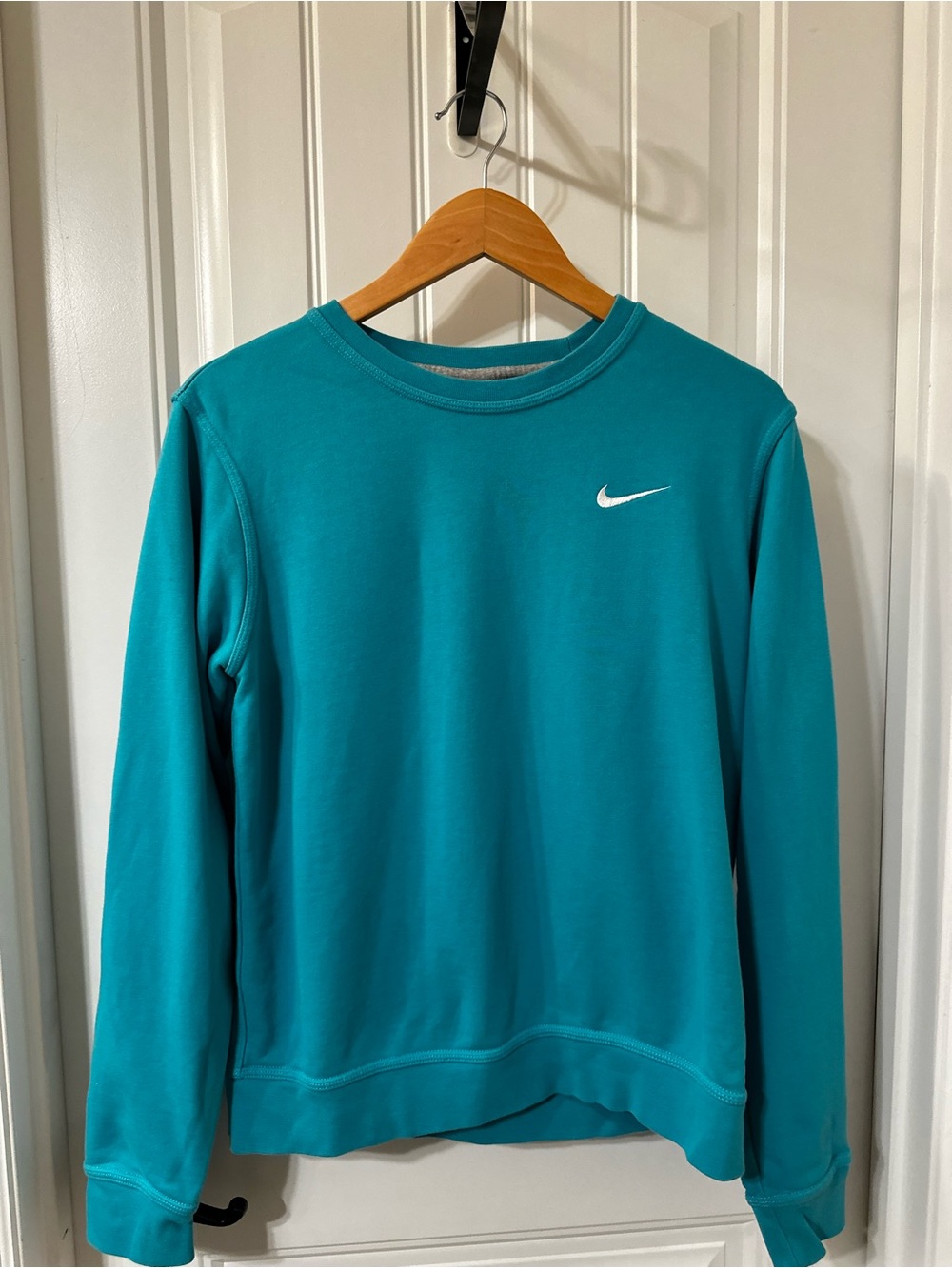 Nike Teal Blue Pullover Sweatshirt with White Swoosh
